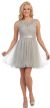 Main image of Boat Neck Lace Bust Short Tulle Bridesmaid Party Dress